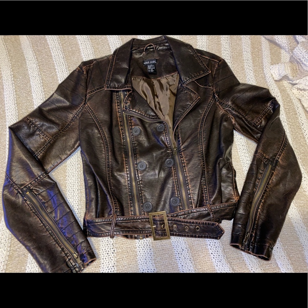 Wet Seal Brown Moto Jacket
